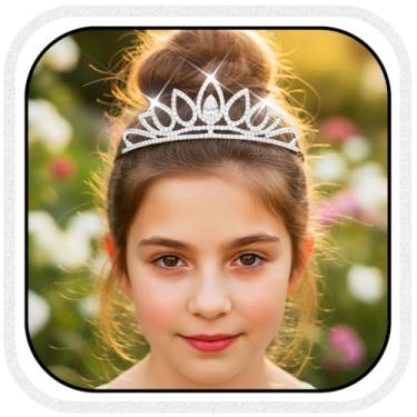 Imagem de Kilshye Tiara de princesa de strass com coroa de cristal prateado, acessórios de cabelo para mulheres e meninas, 5.51*4.33*1.45 inches, Strass Cristal Strass Liga metálica Cristal