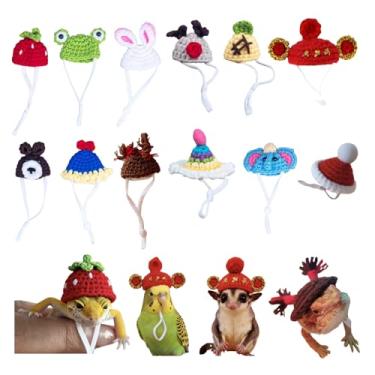 Imagem de 12 mini chapéus de hamster para cobras, animais pequenos, roupas de hamster para lagartos, dragões barbudos, papagaios, planadores de açúcar, acessórios de fantasia para festas de fim de ano