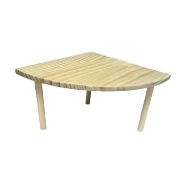 Imagem de Fenteer Plataforma de madeira para hamster com escada removível, brinquedo para escalada, esconderijo ideal para degus anões e outros pequenos animais de, Mesa em Forma de Leque