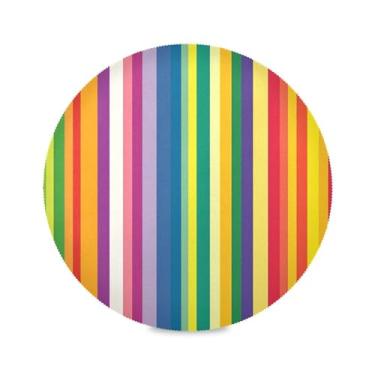 Imagem de xigua Jogo americano redondo listrado arco-íris conjunto de 4 para mesa de jantar, tapetes de mesa antiderrapantes laváveis e resistentes ao calor para decoração de festa, cozinha, jantar