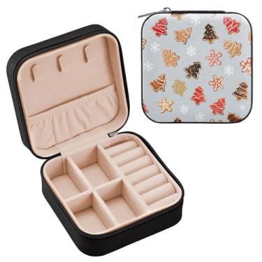 Imagem de Wassud Caixa de joias de viagem de ouro para mulheres, meninas, senhoras, noiva, mini organizador de joias de couro PU, caixa quadrada de armazenamento de joias para brincos, anéis, colar, pulseiras