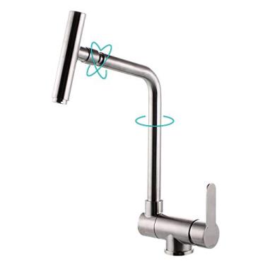 Imagem de Torneiras de cozinha em aço inoxidável 304 torneira de pia quente e fria para casa dobrável dentro da janela bebedouro torneira curta desenho