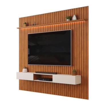 Imagem de Home Ripado Para Tv De 75 Polegadas Trento Com Led Freijo Com Off White