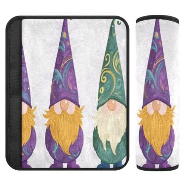 Imagem de Burbuja Capa para cinto de segurança de carro Mardi Gras Gnomos Protetor de cinto de segurança de carro macio confortável para alça de ombro de assento de carro, 1 par médio