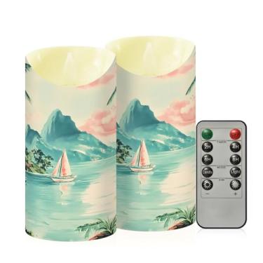 Imagem de Wassud Ilha com veleiros velas sem chama com controle remoto, velas realistas cintilantes com temporizador, velas decorativas para Natal, casamento, festa, decoração de casa média