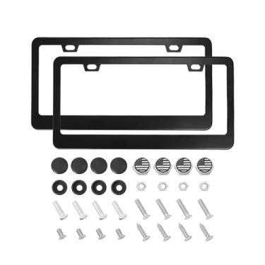 Imagem de HIBEYO Moldura para placa de carro Nissan Pacote com 2 - Ajuste personalizado para Altima, Rogue, Sentra, Murano, Maxima, 30,5 x 15,2 cm Capa de placa de metal frontal e traseira com impressões