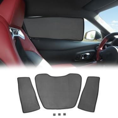 Imagem de Fgtagtal Persianas Para Janelas De Carro Compatíveis Com Toyota Supra Gr A90 A91 Mk5 2019-2024, Telas Laterais Malha, Proteção Solar Contra Reflexos E Raios Uv, Mantêm O Veículo Fresco, 3 Peças
