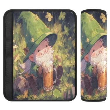 Imagem de Burbuja Capa para cinto de segurança de carro St. Patrick Gnome Beer Protetor de cinto de segurança de carro macio confortável para alça de ombro de assento de carro, 1 par pequeno