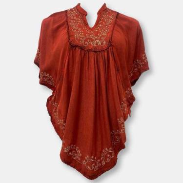 Imagem de Bata Indiana Poncho Bordado Kaftan Plus Size 5600 - - Sarat Moda India