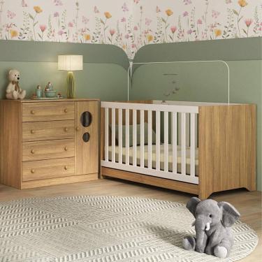 Imagem de Berço Americano 3 em 1 com Cômoda 1 Porta 4 Gavetas Pirulito Multimóveis MP4707