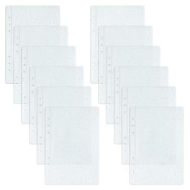 Imagem de Mogoostry A5 Protetor de folha transparente com glitter, pacote com 12, mangas de plástico de 12 x 20 cm, protetor de papel aberto lateral para 6 fichários