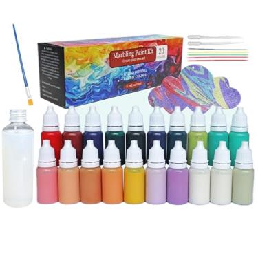 Imagem de Kit de pintura de marmorização de água 29 peças com esmalte de argila seca ao ar brilhante, tinta marmorizada de tinta de água e kit de arte flutuante para derramamento de acrílico, evita que o