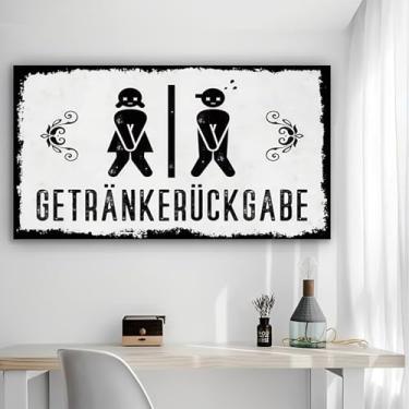 Imagem de GETRÄNKERÜCKGABE Arte de parede em tela rústica - Pôster sem moldura de 30 x 61 cm - Decoração de casa e escritório para sala de estar, quarto, cozinha e café