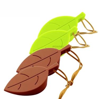 Imagem de Kit 4 Peso Porta Prendedor Aparador Folha Verde Marrom Segurador Protetor Silicone Sortido Marca MONOLO (Marrom e Verde)