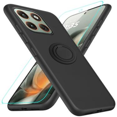 Imagem de Capa de telefone compatível com Motorola Moto Edge 70/Moto X70 Air com protetor de tela, suporte de anel giratório de 360° com suporte/suporte, capa protetora de silicone TPU para Motorola Moto Edge