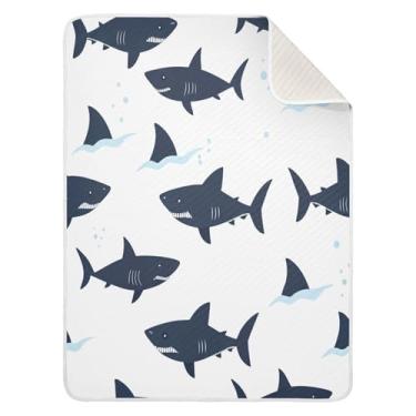 Imagem de Qilmy Cobertor de bebê de peixe fofo 76 x 101 cm, cobertor infantil de algodão macio para meninos e meninas, cobertor leve e quente para bebês de berço, soneca, recém-nascidos