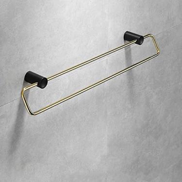 Imagem de Toalheiro para banheiro, pingente de banheiro dourado preto, suporte de banheiro, toalheiro montado na parede, suporte de toalha minimalista de luxo (haste dupla-A