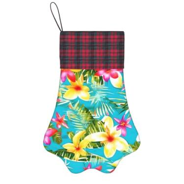 Imagem de SKKNT Meias de Natal com estampa havaiana estilo verão animais de estimação decoração de natal cães gatos árvore decoração doce presente conveniente
