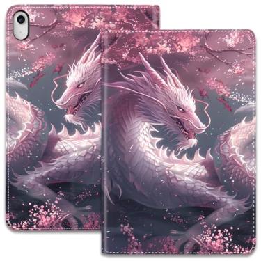 Imagem de Capa para iPad (A16) 11ª geração 11 polegadas 2025/iPad 10ª geração 10,9 polegadas 2022, suporte ajustável, despertar/hibernar, capa inteligente - dragão rosa cereja