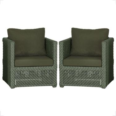 Imagem de 2 Poltronas Madri Alumínio Corda Náutica Estofado 13 Trama Verde