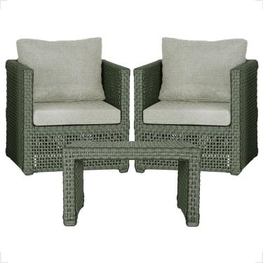 Imagem de Mesa E 2 Poltronas Madri Corda Náutica Estofado 3 Trama Verde