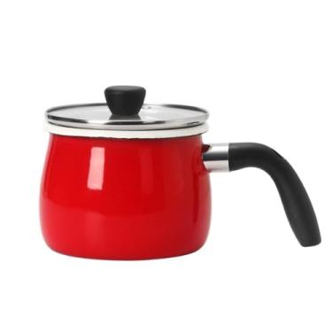 Imagem de Panela de leite esmaltada, panelas e frigideiras esmaltadas multiuso superfície antiaderente fácil de limpar Panela esmaltada multiuso para ferver cozinhar sopas de aquecimento Molhos de leite para