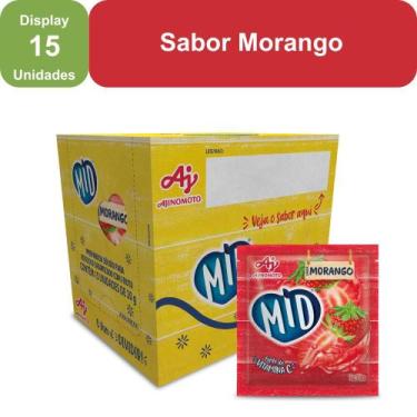 Imagem de Kit Refresco em Pó MID Sabor Morango Com 15 Unidades de 20g