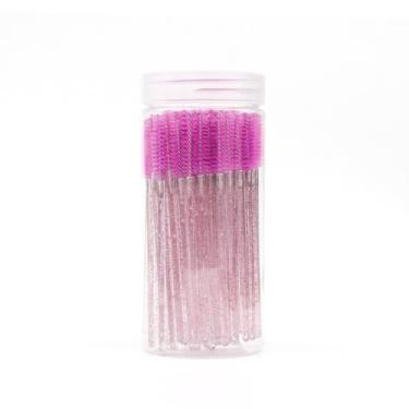 Imagem de 100 varinhas de rímel descartáveis/escova de sobrancelha de cristal para extensões de cílios/pincéis de cílios com recipiente