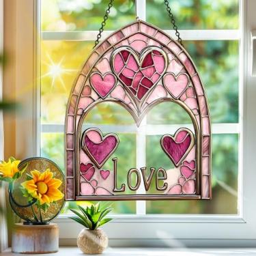 Imagem de Apanhador de sol de acrílico colorido, apanhadores de sol, decoração de janela suspensa para dia dos namorados, arte de parede de arco-íris, para varanda, interior e exterior, jardim, enfeites de