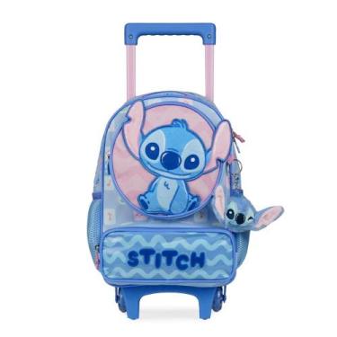 Imagem de Mochila de Rodinha Feminina Infantil Stitch Baby Azul Clara - Outras, 
