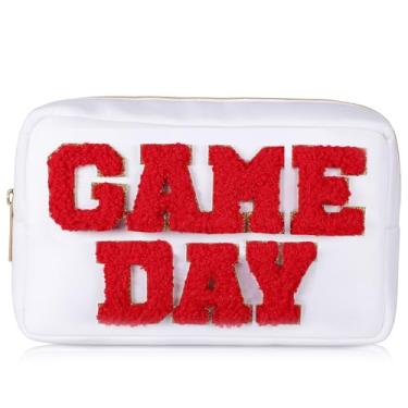 Imagem de Cosblank Bolsa de maquiagem branca para dia de jogo, cartas, bolsa de cosméticos aprovada para estádio para shows e festivais esportivos