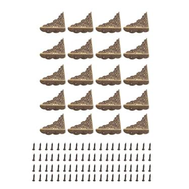 Imagem de Cuofyunl 20 peças protetores de canto de caixa de bronze ângulo reto retrô protetores de canto de ferro com pregos para caixa de madeira caso de voo