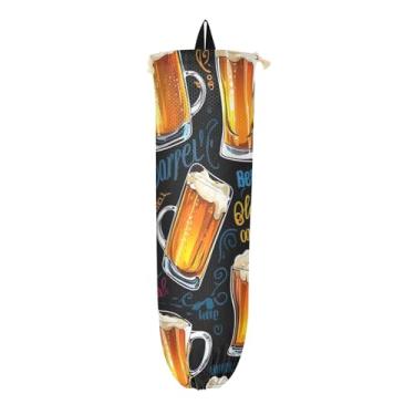 Imagem de Copos de cerveja saudação feliz ano novo sacos de compras suportes para sacos de mercearia, suportes de saco de plástico, suporte de saco de mercearia cozinha