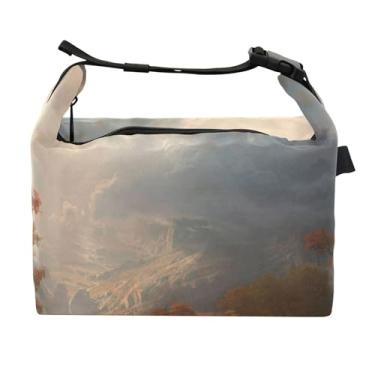 Imagem de TSENQUE Sierra Nevada Albert Bierstadt Lancheira de paisagem para mulheres, lancheira macia, lancheira para trabalho, linda bolsa térmica floral para adultos