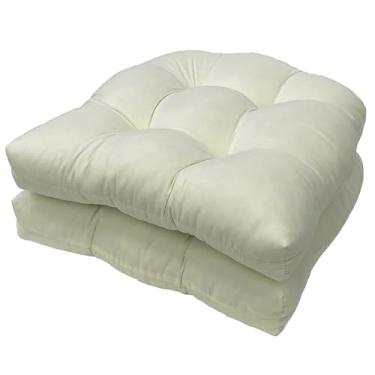 Imagem de LOWEMN Conjunto de 2 almofadas de cadeira à prova d'água, almofadas de assento de cozinha com tufos, espessas e resistentes ao desbotamento, almofadas de assento de cozinha para móveis de jardim e