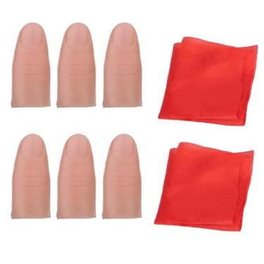 Imagem de Xfunjoin 8Pcs Professional Vanishing Silk Magic Set: 6 Large Fake Thumb Tips & 2 Silk Handkerchiefs - Close-Up Magic Props for Vanish & Appear Illusions