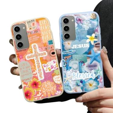 Imagem de Zrutru Pacote com 2 capas de telefone Estética Jesus Colagem para Samsung Galaxy S23+ 5G Capa protetora macia à prova de choque para mulheres meninas capa de telefone Funda para Samsung S23+ 6,6