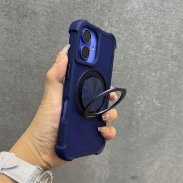 Imagem de Capa com suporte giratório 360 para iPhone 13, 12, 14, 15, 16 Pro Max, 14, 15, 16 Plus, capa anti-impacto com airbag e alça de pulso, azul, para iPhone 15 ProMax