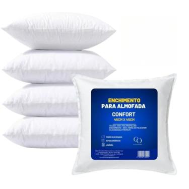 Imagem de Almofadas Decorativas Para Sofá Cheias Kit 2 4 6 10 Unidades Fibra Siliconada Tamanho 45x45(4)