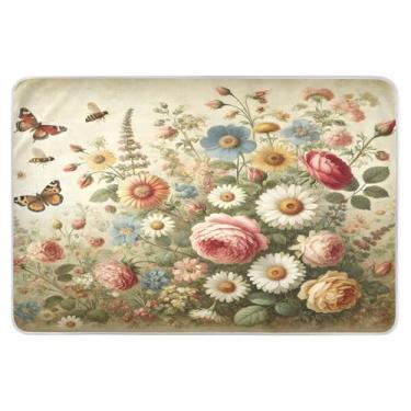 Imagem de Almofadas impermeáveis de jardim floral bege, grandes, almofadas de urina para cama, almofadas laváveis para cama