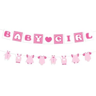 Imagem de 2 peças de faixa de chuveiro, body varal revelação de gênero decorações de papel guirlanda ornamento para decoração de parede de festa suprimentos de pano de fundo (menina)