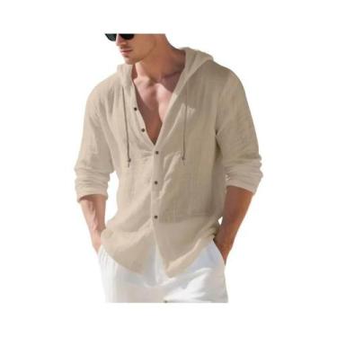 Imagem de Cardigan Masculino Solto De Manga Longa Com Capuz, 15 Cores, Camisa Ca