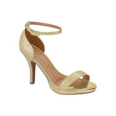 Imagem de Sandália Feminina Vizzano – Salto Fino, Calcanhar Fechado, Confortável, Macia, Dourada - 36