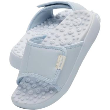 Imagem de BALLOP Mamuring Chinelos de massagem de acupressão para mulheres, sandálias deslizantes, azul-celeste, tamanho 40, largo, formal, suporte de arco, leve, 1700 nós de reflexologia