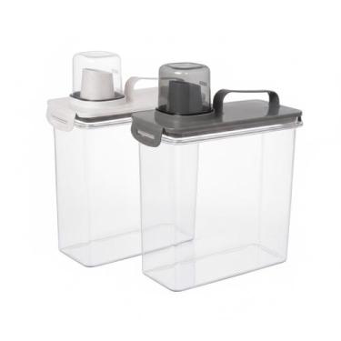 Imagem de Kit 2 dispenser sabão,graos cristal dosador 3l preto/marmore - Plasuti