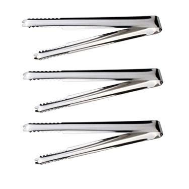 Imagem de erioctry 3 peças pinças de cozinha 7" pinças de aço inoxidável para cozinhar/grelhar utensílios pinças de comida para chá festa de café bar servir aperitivos pão cozinhar no gelo churrasco