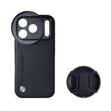 Imagem de ANQUORA Capa de telefone com filtro de lente de 58 mm para iPhone 17 Pro, capa protetora TPU/PC com suportes universais de alumínio de 58 mm, adaptador de filtro de lente, couro sintético