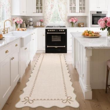 Imagem de GarveeHome Tapete de laço recortado para sala de estar, tapete bege sólido para dormitório, tapete de corredor lavável, 6 x 20 cm, macio, antiderrapante, para decoração de quarto de bebê, corredor