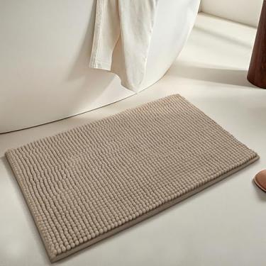 Imagem de Tapete de banheiro, tapetes de banheiro de chenille, tapetes de microfibra de secagem rápida, antiderrapante, lavável, extra grosso, macio e altamente absorvente para banheiro, cozinha e show (tamanho
