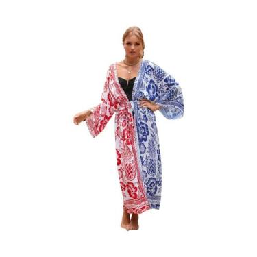 Imagem de Conjunto De Biquíni Sexy Feminino Com Capa Longa De Kimono Moda Para B